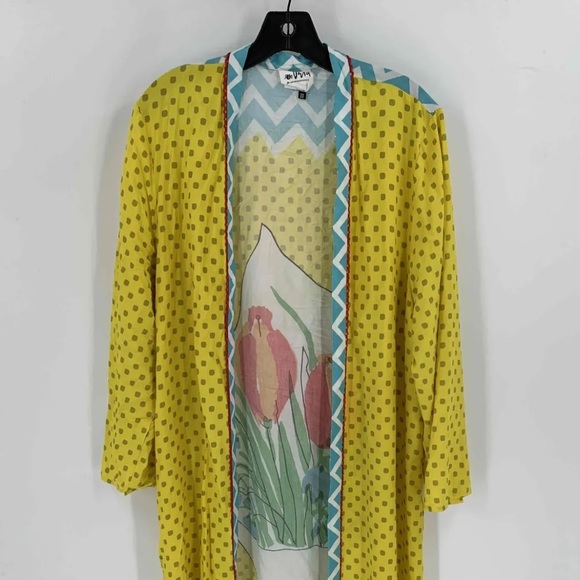 Vera for Anthropologie Bouquet Kimono Robe Open Front Cover Up One Size - Picture 5 of 12
